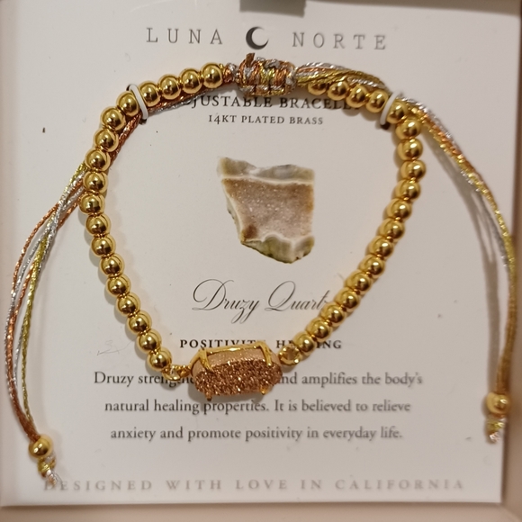 LUNA NORTE DRUSY QUARTZ  ADJUSTABLE BRACELET ONE SIZE FITS ALL NEW IN BOX - Picture 13 of 13